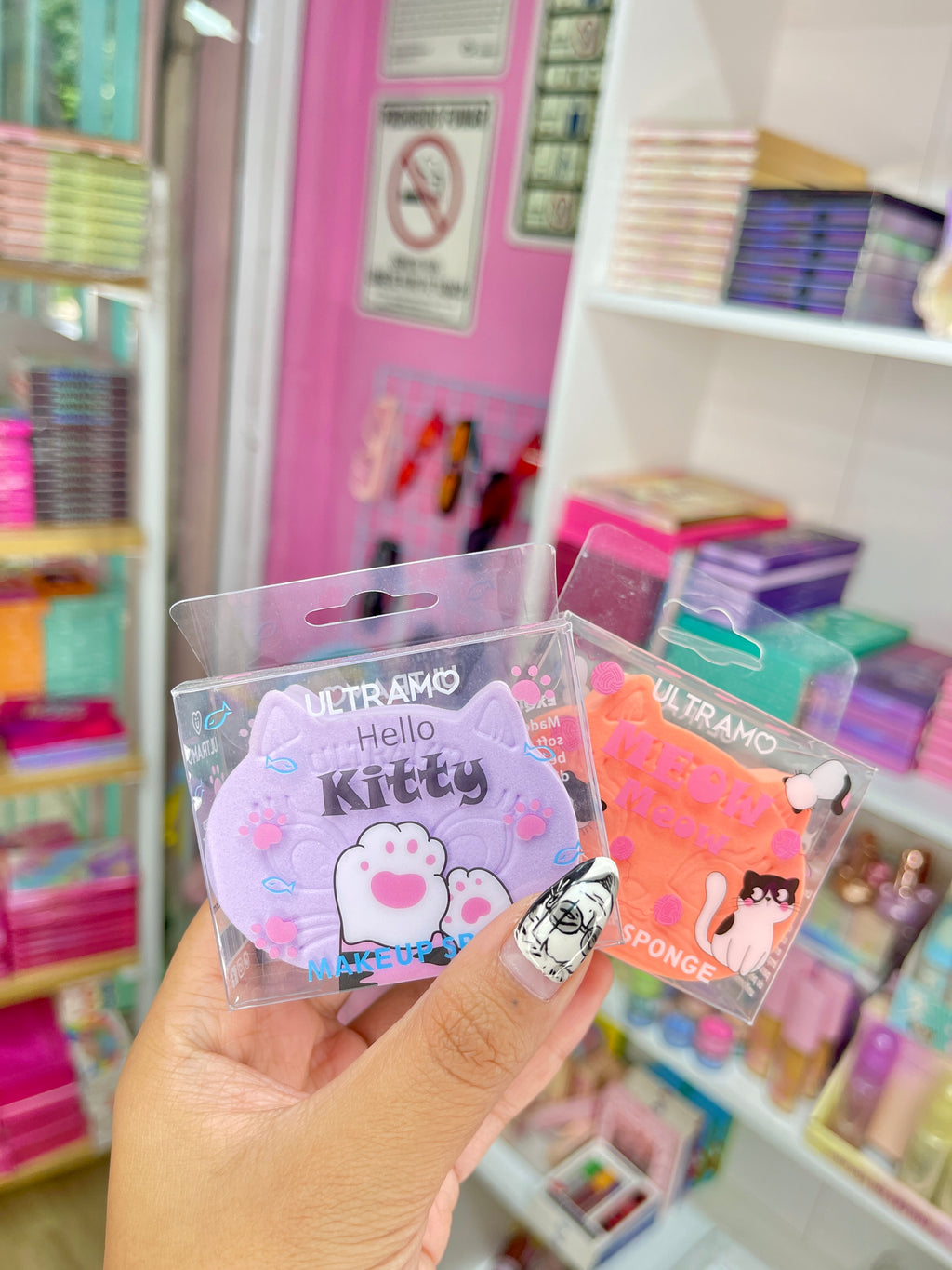 Esponja para maquillaje en forma de gatito